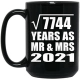 88th Anniversary Square Root of 7744 Years As Mr & Mrs 2021 - 15oz Coffee Mug Black