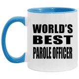 World's Best Parole Officer - 11oz Accent Mug Blue