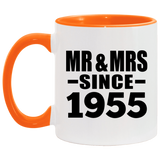 69th Anniversary Mr & Mrs Since 1955 - 11oz Accent Mug Orange