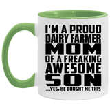 Proud Dairy Farmer Mom Of Awesome Son - 11oz Accent Mug Green