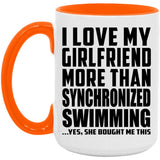 I Love My Girlfriend More Than Synchronized Swimming - 15oz Accent Mug Orange