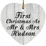 First Christmas As Mr & Mrs Hudson - Heart Ornament F