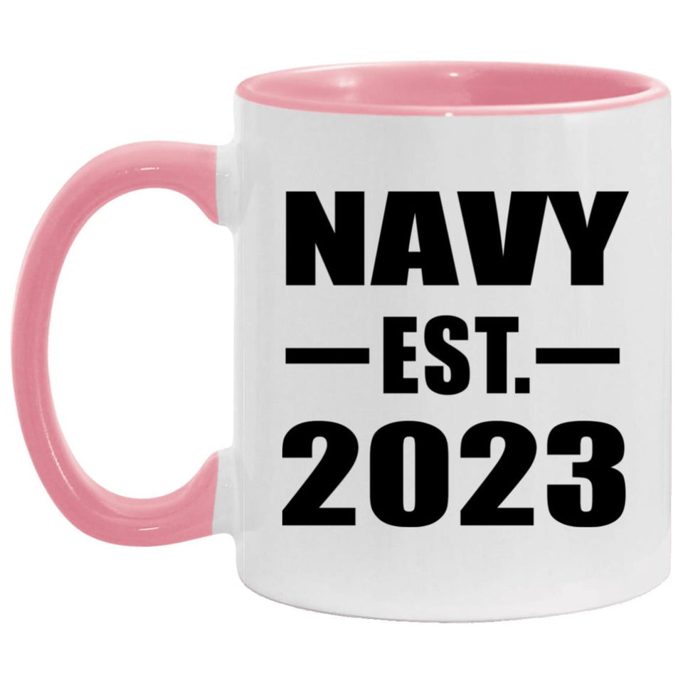 Navy Established EST. 2023 - 11oz Accent Mug Pink