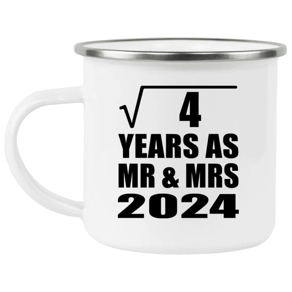 2nd Anniversary Square Root of 4 Years As Mr & Mrs 2024 - 12oz Camping Mug