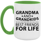 Grandma and Grandkids, Best Friends For Life - 15oz Accent Mug Green