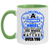 Grandpa Is An Angel Takes You Under His Wings - 11oz Accent Mug Green