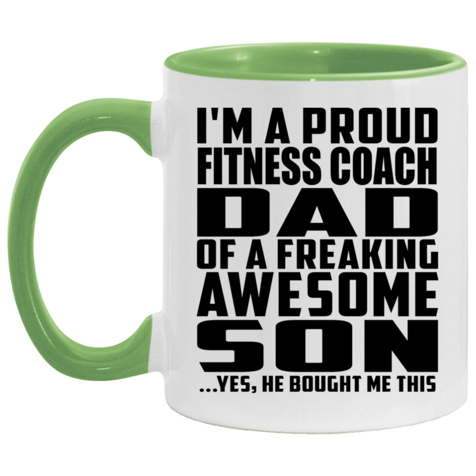 Proud Fitness Coach Dad Of Awesome Son - 11oz Accent Mug Green