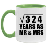 18th Anniversary Square Root of 324 Years As Mr & Mrs - 11oz Accent Mug Green