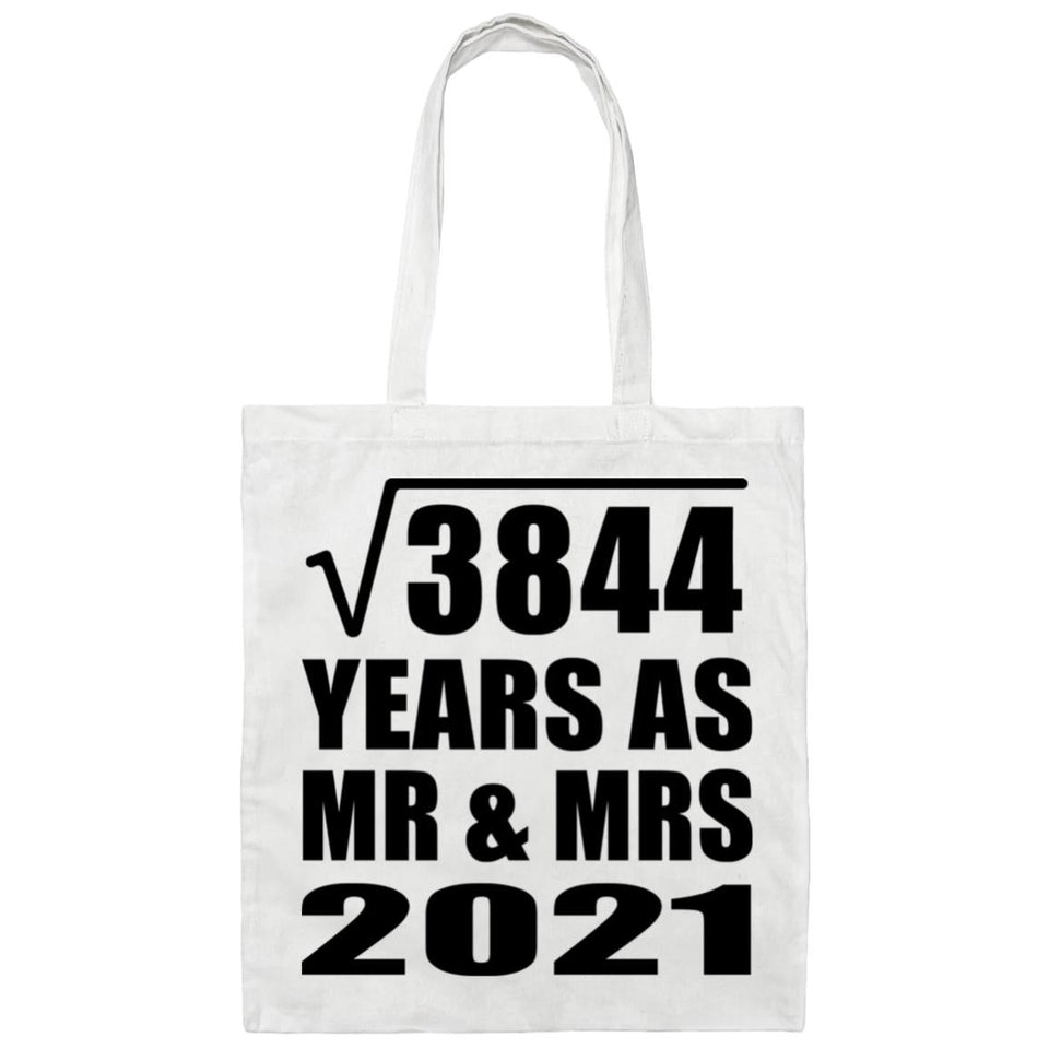 62nd Anniversary Square Root of 3844 Years As Mr & Mrs 2021 - Tote Bag White