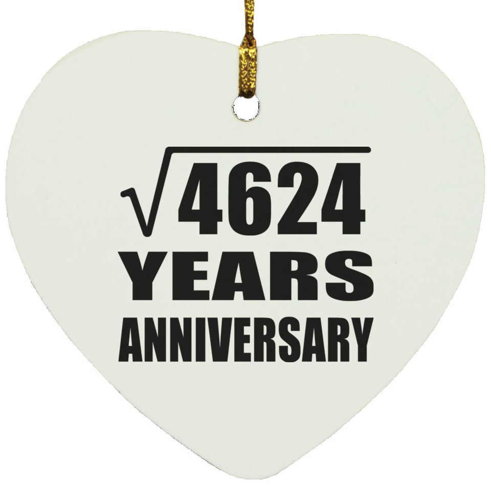 68th Anniversary Square Root of 4624 Years Anniversary - Heart Ornament