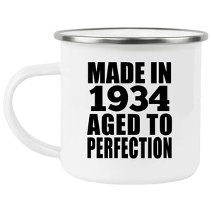 90th Birthday Made In 1934 Aged to Perfection - 12oz Camping Mug
