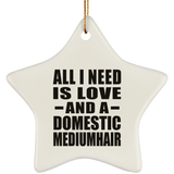 All I Need Is Love And A Domestic Mediumhair - Star Ornament