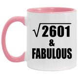 51st Birthday Square Root of 2601 & Fabulous - 11oz Accent Mug Pink