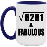 91st Birthday Square Root of 8281 & Fabulous - 15oz Accent Mug Purple