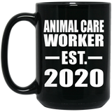 Animal Care Worker Established EST. 2020 - 15oz Coffee Mug Black