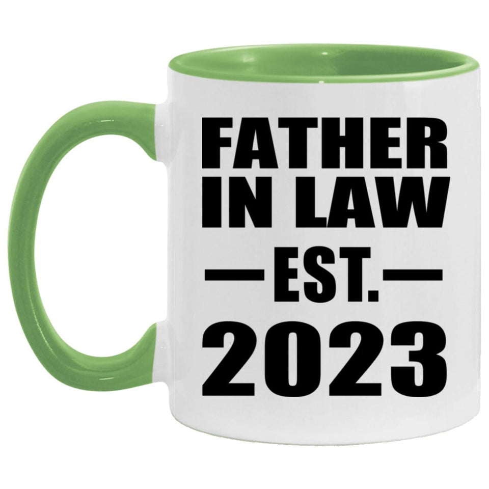 Father In Law Established EST. 2023 - 11oz Accent Mug Green