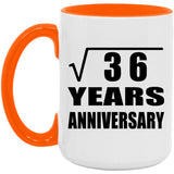 6th Anniversary Square Root of 36 Years Anniversary - 15oz Accent Mug Orange