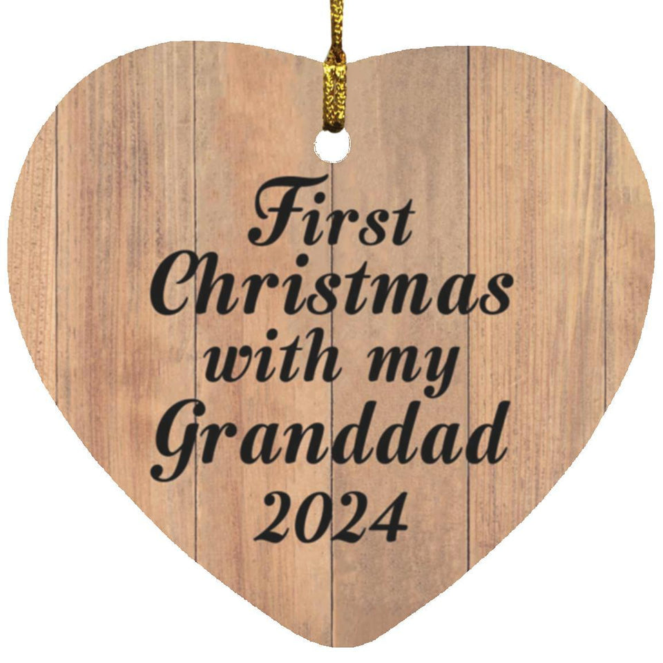 First Christmas With My Granddad 2024 - Heart Ornament C