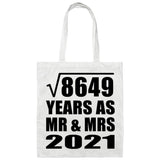 93rd Anniversary Square Root of 8649 Years As Mr & Mrs 2021 - Tote Bag White
