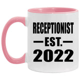 Receptionist Established EST. 2022 - 11oz Accent Mug Pink