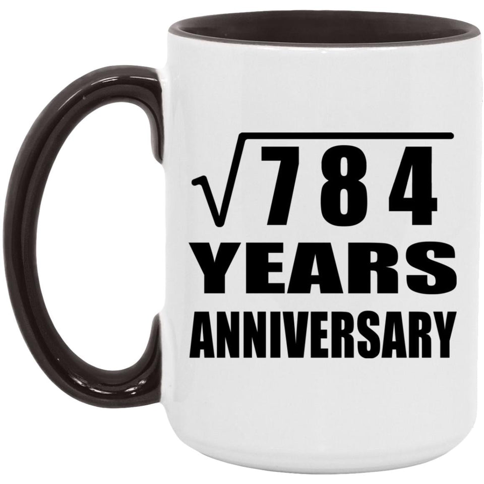 28th Anniversary Square Root of 784 Years Anniversary - 15oz Accent Mug Black
