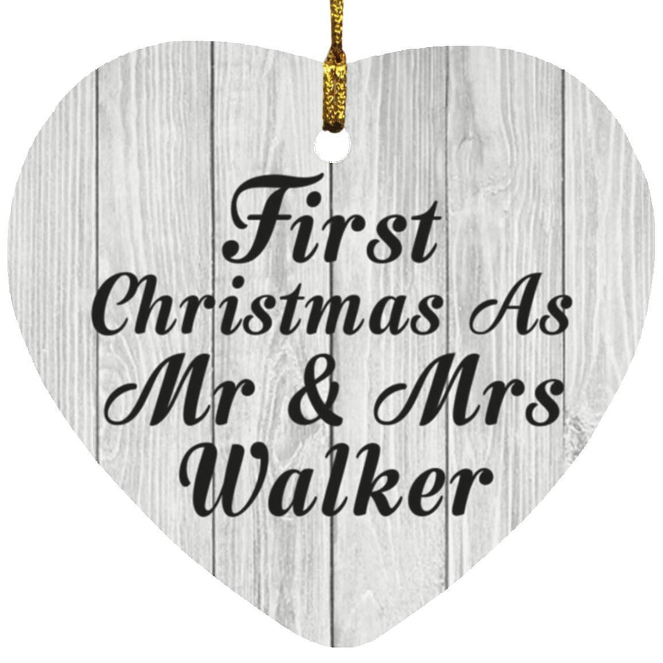 First Christmas As Mr & Mrs Walker - Heart Ornament F