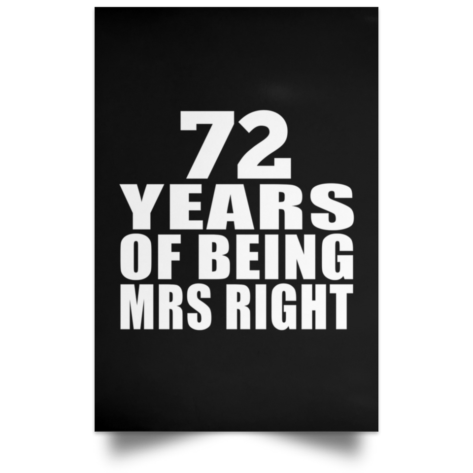 72nd Anniversary 72 Years Of Being Mrs Right - Poster Portrait