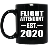 Flight Attendant Established EST. 2020 - 11oz Coffee Mug Black