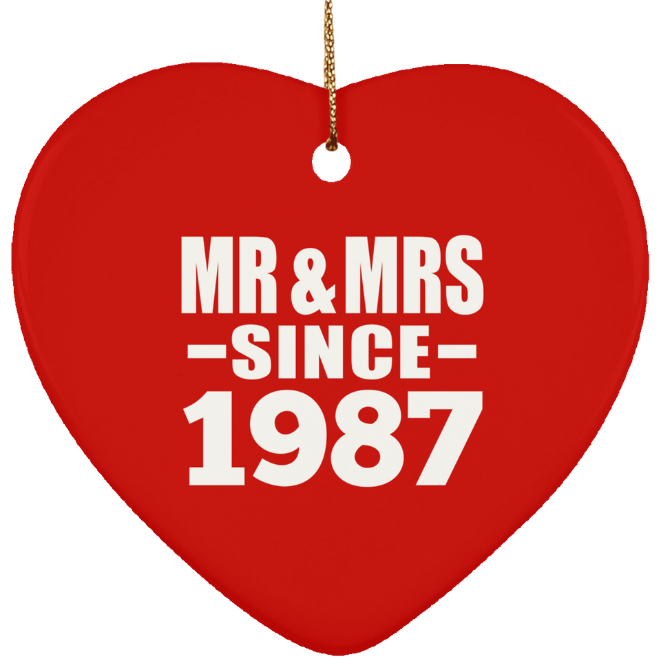 37th Anniversary Mr & Mrs Since 1987 - Heart Ornament
