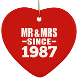 37th Anniversary Mr & Mrs Since 1987 - Heart Ornament