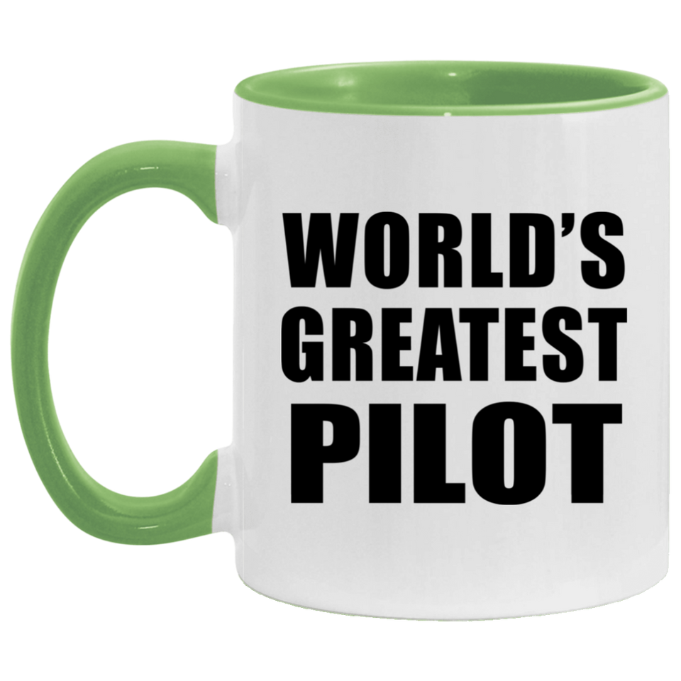 World's Greatest Pilot - 11oz Accent Mug Green