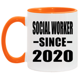 Social Worker Since 2020 - 11oz Accent Mug Orange