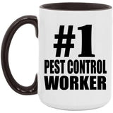 Number One #1 Pest Control Worker - 15oz Accent Mug Black