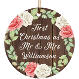 First Christmas As Mr & Mrs Williamson - Circle Ornament A
