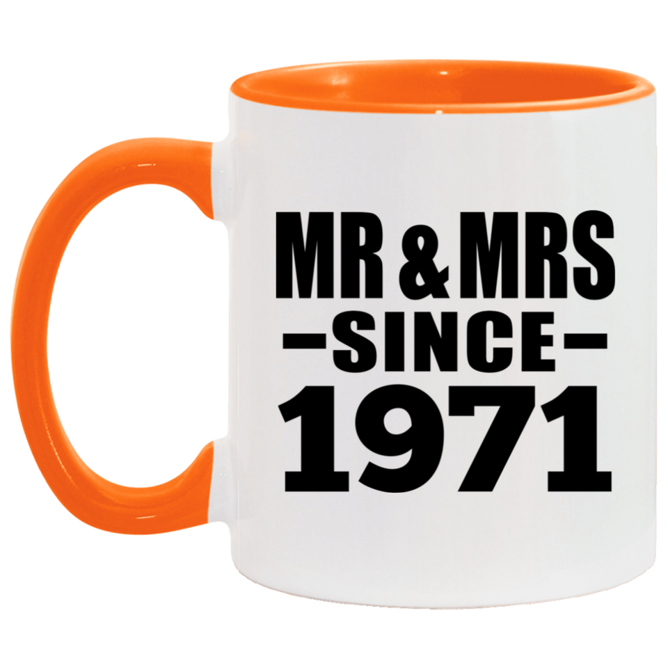 53rd Anniversary Mr & Mrs Since 1971 - 11oz Accent Mug Orange