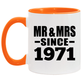 53rd Anniversary Mr & Mrs Since 1971 - 11oz Accent Mug Orange