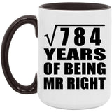 28th Anniversary Square Root of 784 Years of Being Mr Right - 15oz Accent Mug Black
