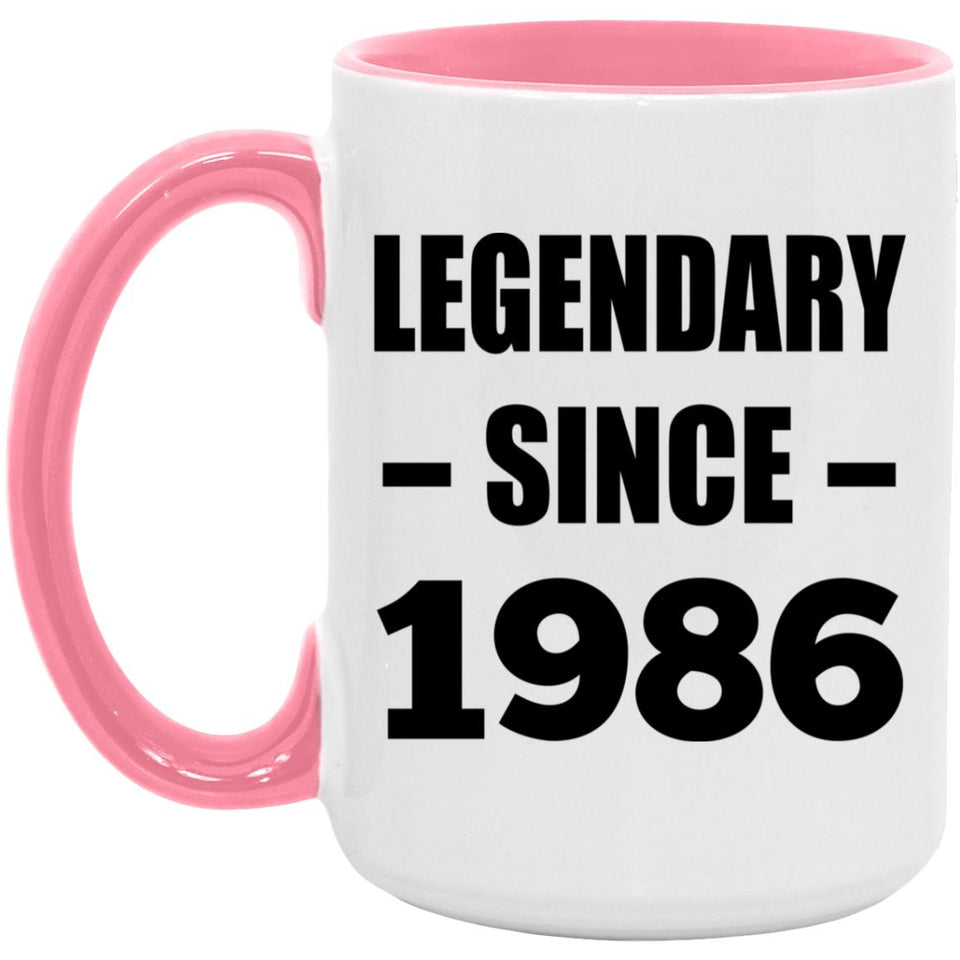 38th Birthday Legendary Since 1986 - 15oz Accent Mug Pink