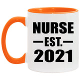 Nurse Established EST. 2021 - 11oz Accent Mug Orange