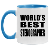 World's Best Stenographer - 11oz Accent Mug Blue