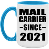 Mail Carrier Since 2021 - 15oz Accent Mug Blue