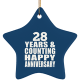 Happy 28th Anniversary 28 Years & Counting - Star Ornament
