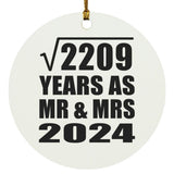 47th Anniversary Square Root of 2209 Years As Mr & Mrs 2024 - Circle Ornament