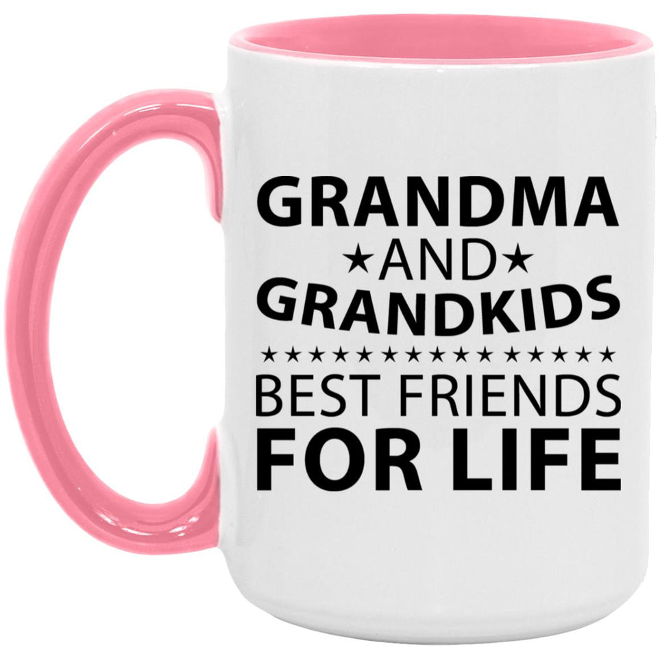 Grandma and Grandkids, Best Friends For Life - 15oz Accent Mug Pink