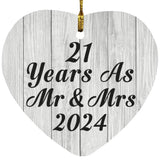 21st Anniversary 21 Years As Mr & Mrs 2024 - Heart Ornament F