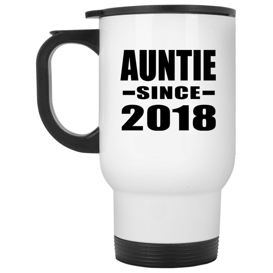 Auntie Since 2018 - White Travel Mug