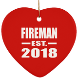 Fireman Established EST. 2018 - Heart Ornament