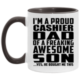 Proud Cashier Dad Of Awesome Son - 11oz Accent Mug Black