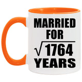 42nd Anniversary Married For Square Root of 1764 Years - 11oz Accent Mug Orange