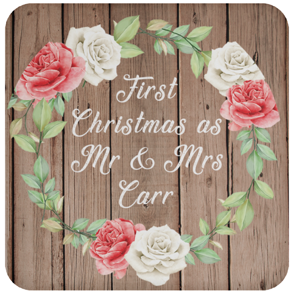 First Christmas As Mr & Mrs Carr - Drink Coaster B